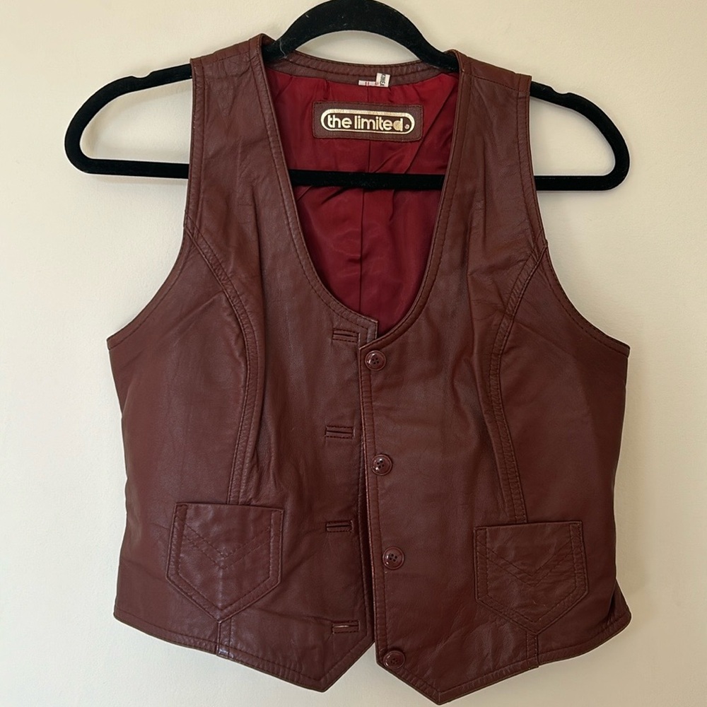VINTAGE Sleeveless Deep Rust Genuine Leather Vest!